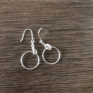 Sliver metal dangle fishhook earrings